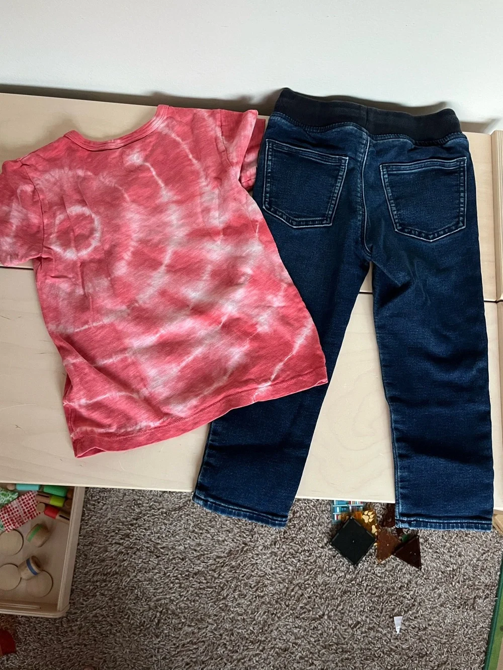 Crewcuts Red Tie-Dye Tee with Pull On Drawstring Jeans
